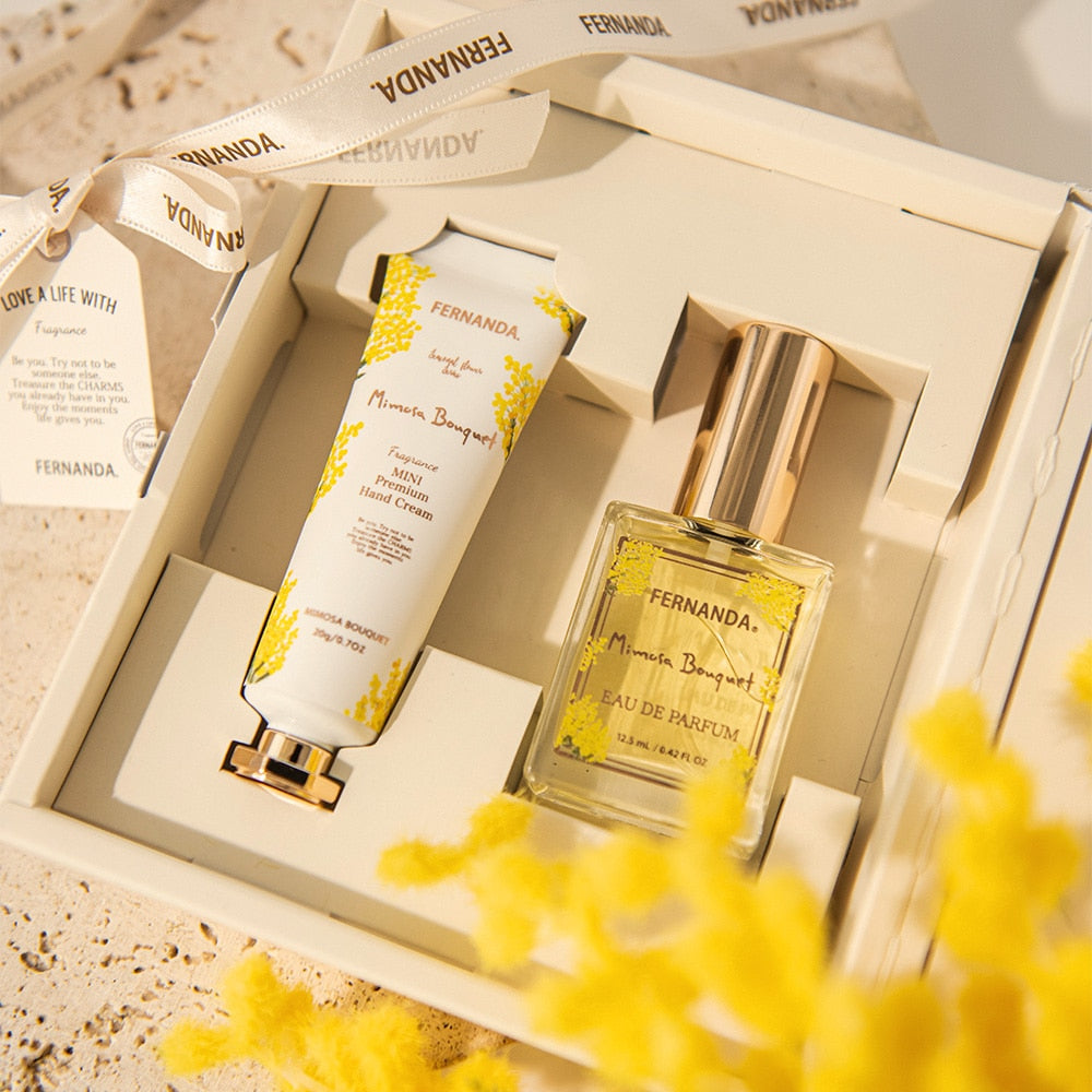 ミニ子さん専用Fleur クリアジェルクレンザー & ブーストセラム セット ミニ フレグランス セット（ミモザブーケ） – FERNANDA
